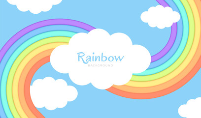 Cute Rainbow Baby Shower Invitation  Vector Illustration This adorable vector image features a cute and colorful rainbow with clouds, perfect for a baby shower invitation, Birthday Cards, Party 