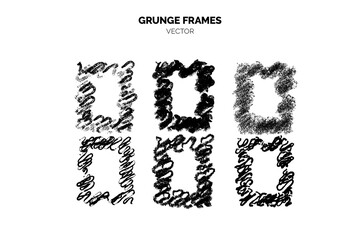 Frames with Aged and distressed grunge vector texture collection featuring a variety of black and white elements such as brushes, chalk, ink, and paint. Rectangles Perfect for modern designs