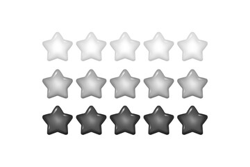 3D vector illustration of a glossy black, silver and white five pointed star, a classic symbol of success and achievement. Use it to rate quality, award winners, or offer bonus prizes