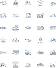 Carriage line icons collection. Transportation, Travel, Horse-drawn, Vintage, Romance, Elegant, Stunning vector and linear illustration. Classic,Nostalgic,Regal outline signs set