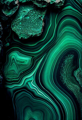 Natural stone; green malachite texture; macro view. AI generated. - obrazy, fototapety, plakaty