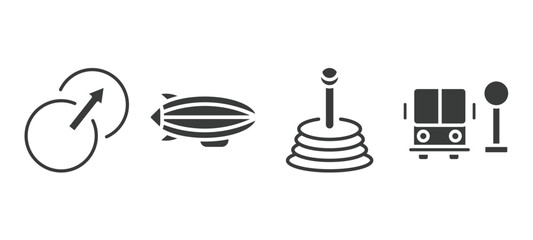 set of transportation filled icons. transportation glyph icons included transition, blimp, gearshift, school bus stop vector.