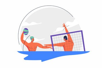 Athlete water polo man players competition vector