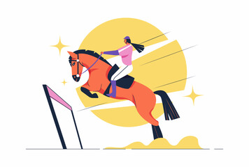 Athlete riding horse in equestrain sport competition games vector