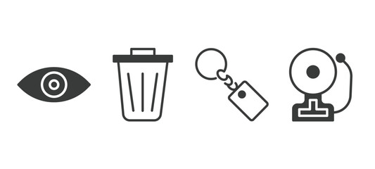 set of tools and utensils filled icons. tools and utensils glyph icons included optical, recycling bin, key ring, electric bell vector.