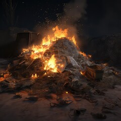 burning trash pile, generative ai