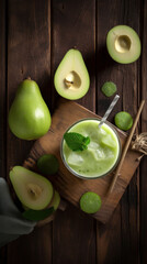 Fresh Honeydew Smoothie on a Rustic Wooden Table