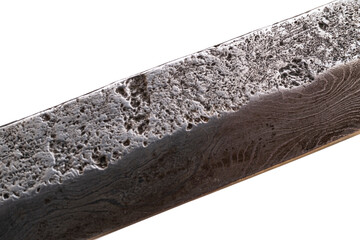 Background with a pattern of Damascus steel. Macro shot of damascus
knife texture. Damascus steel with original pattern. Damascus steel pattern.