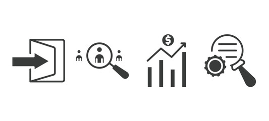 set of human resources filled icons. human resources glyph icons included quit, recruitment, earnings, due diligence vector.
