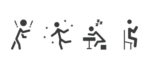 set of feeling and reaction filled icons. feeling and reaction glyph icons included rough human, great human, lazy human, satisfied vector.
