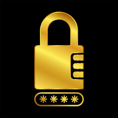 padlock icon in gold colored