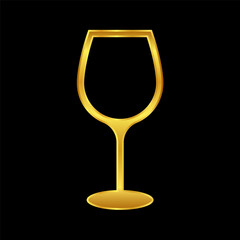 wine glasses icon, wine glassware icon in gold colored