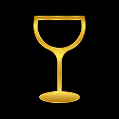 wine glasses icon, wine glassware icon in gold colored