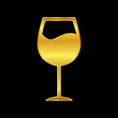 wine glasses icon, wine glassware icon in gold colored