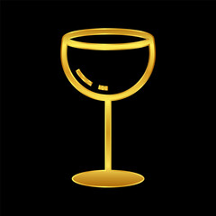 wine glasses icon, wine glassware icon in gold colored