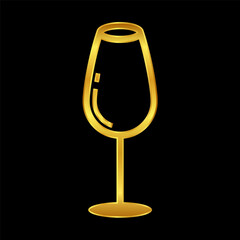 wine glasses icon, wine glassware icon in gold colored