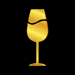 wine glasses icon, wine glassware icon in gold colored