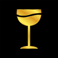 wine glasses icon, wine glassware icon in gold colored