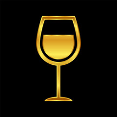 wine glasses icon, wine glassware icon in gold colored