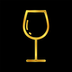 wine glasses icon, wine glassware icon in gold colored