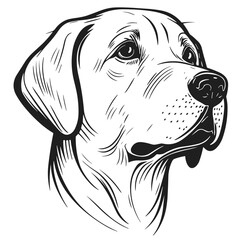 simple vector line mascot logo of a frontal labrador