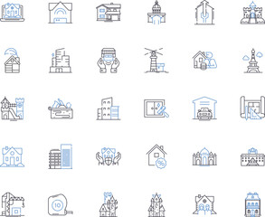 Shelters line icons collection. Haven, Refuge, Sanctuary, Asylum, Protection, Retreat, Lodge vector and linear illustration. Respite,Safehouse,Safe haven outline signs set