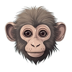 Baby Baboon Face Sticker On Isolated Transparent Background, Png, Logo. Generative AI 