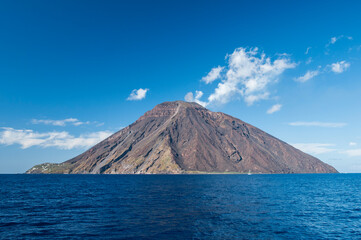 Volcano on Stromboli / The volcanic island of Stromboli, one of the Aeolian Islands, Italy. - 594030961