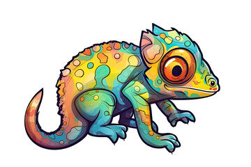 Baby Chameleon Sticker On Isolated Transparent Background, Png, Logo. Generative AI 