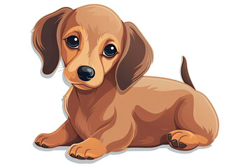 Baby Dachshund Dog Sticker On Isolated Transparent Background, Png, Logo. Generative AI 