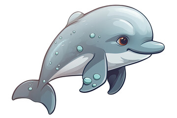 Baby Dolphin Sticker On Isolated Transparent Background, Png, Logo. Generative AI 