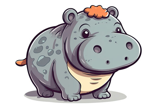 Baby Hippopotamus Sticker On Isolated Transparent Background, Png, Logo. Generative AI 