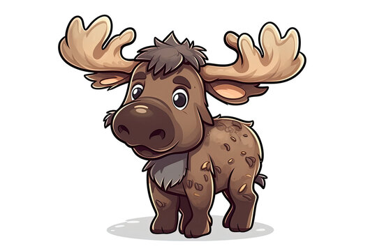 Baby Moose Sticker On Isolated Transparent Background, Png, Logo. Generative AI 