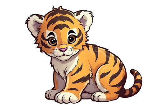 Baby Tiger Sticker On Isolated Transparent Background, Png, Logo. Generative AI 