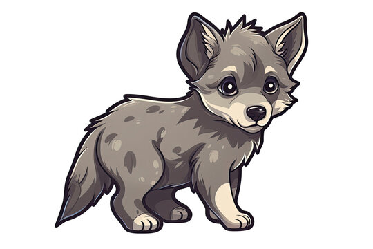 Baby Wolf Sticker On Isolated Transparent Background, Png, Logo. Generative AI 