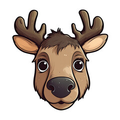Baby Moose Face Sticker On Isolated Transparent Background, Png, Logo. Generative AI 