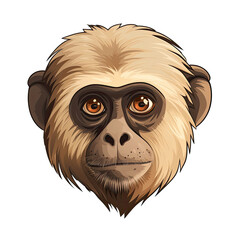 Capuchin Monkey Face Sticker On Isolated Transparent Background, Png, Logo. Generative AI 