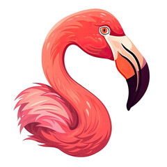 Flamingo Face Bird Sticker On Isolated Transparent Background, Png, Logo. Generative AI 
