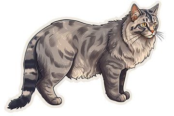 American Bobtail Cat Sticker On Isolated Transparent Background, Png, Logo. Generative AI 