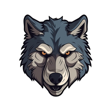 Face Wolf Sticker On Isolated Transparent Background, Png, Logo. Generative AI 
