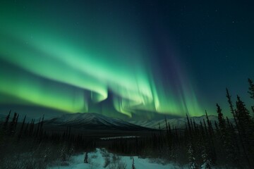 Fototapeta na wymiar Northern lights in Yukon, Canada. Generative AI