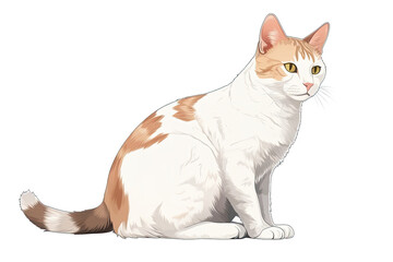 Japanese Bobtail Cat Sticker On Isolated Transparent Background, Png, Logo. Generative AI 