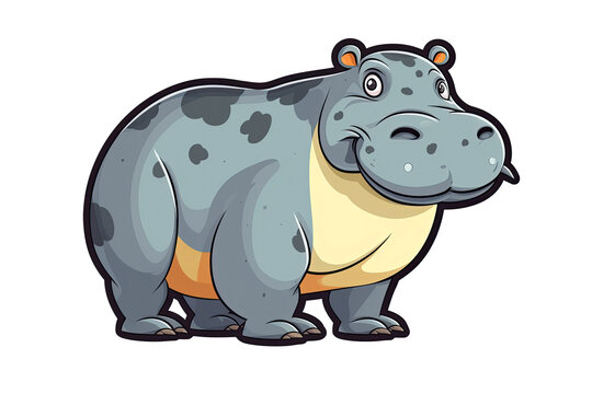 Hippopotamus Sticker On Isolated Transparent Background, Png, Logo. Generative AI 