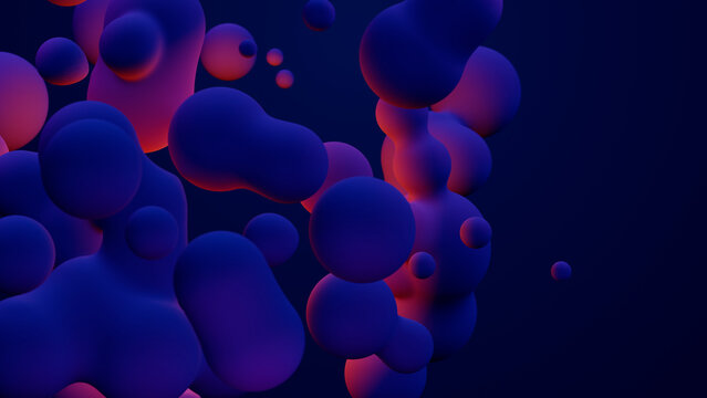 Metaverse 3d render morphing animation pink purple abstract metaball metasphere bubbles art sphere blue background backdrop vr space moving meta balls shapes motion design fluid liquid of presentation