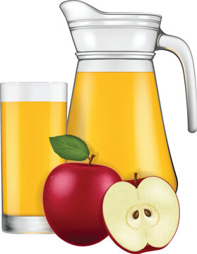 A jug of apple juice isolated on white background. Vector illustration.	