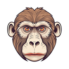Macaque Face Sticker On Isolated Tansparent Background, Png, Logo. Generative AI
