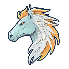 Fototapeta na wymiar Pegasus Face Sticker On Isolated Transparent Background, Png, Logo. Generative AI
