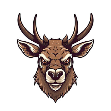 Angry Deer Face Sticker On Isolated Transparent Background, Png, Logo. Generative AI