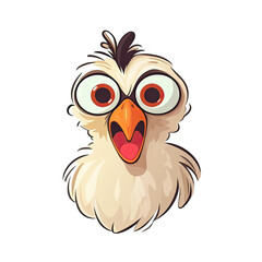 Eyes And Mouth Wide Open Chicken Sticker On Isolated Transparent Background, Png, Logo. Generative AI