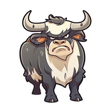 Angry Cow Sticker On Isolated Transparent Background, Png, Logo. Generative AI